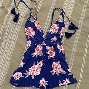 Lulu's Navy Floral Jumpsuit